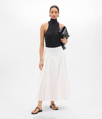 Seamed Full Skirt | White