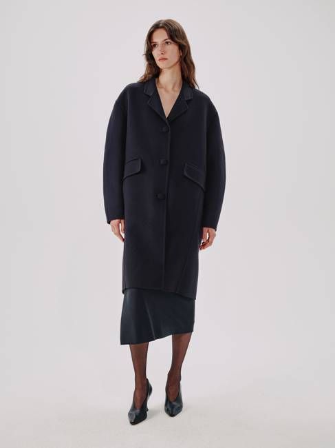 Cocoon Coat Long - Resale | Black