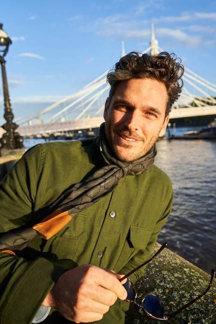 Italian Tencel Biodegradable Neem Green Border Scarf