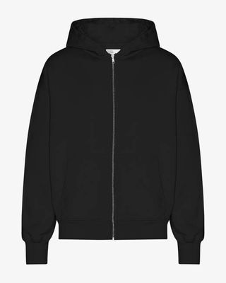 Organic Oversized Zip Hood - Deep Black