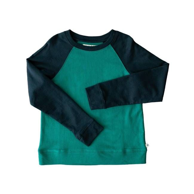Stevie Raglan Sweatshirt - Hunter Green & Navy Color Block - Sample - Size 4