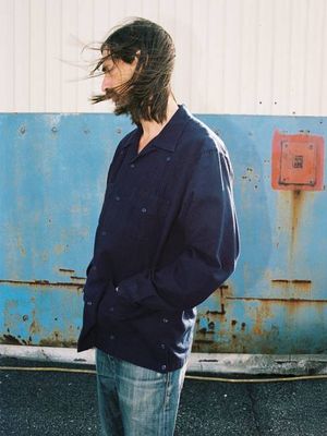 Ryan Pleats Cuban Shirt Blueberry | Nudie Jeans