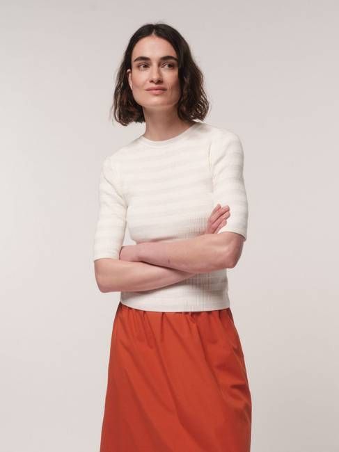 Ribbed half-sleeve sweater (GOTS)