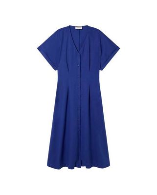 Blue tight waist hemp Laura dress