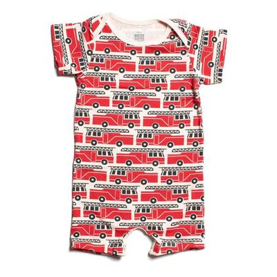 Summer Romper - Firetrucks Red