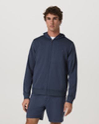Ponto Full Zip Hoodie – Men's Azure Heather Hoodie – Jackets & Hoodies – Vuori