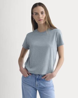 The Box-Cut Tee in Essential Cotton | Heathered Sea | No Pocket