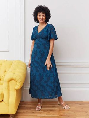 Helena Short Sleeve Jacquard Dress - Floral