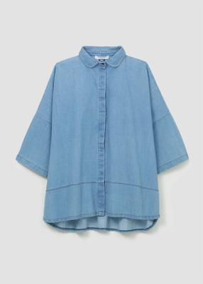 Lissie-Leigh Organic Cotton Denim Shirt in Chambray Blue