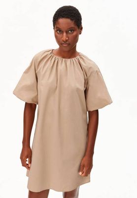 POPLIN ÄRMELLOSES BALLON MINI-KLEID