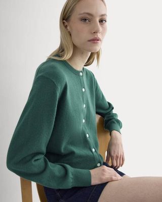 Cashmere Cropped Cardigan | Hunter Green