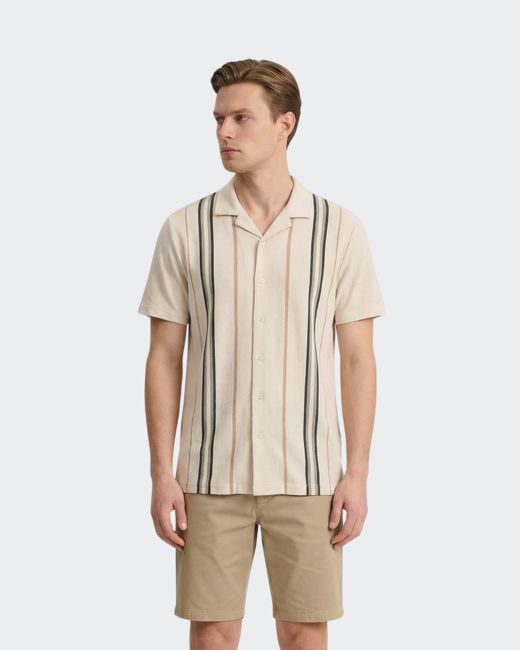 White Stripe Pique Camp Shirt