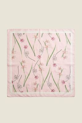 RHS Seidentuch, bedruckt, 70 cm x 70 cm | Rosa/Cremefarben
