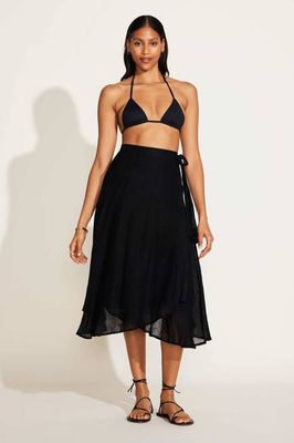 Lana Linen Wrap Skirt - Black EcoLinen