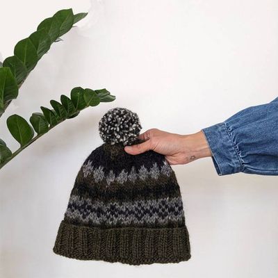 Ada Fair Isle Bobble Hat in Grey