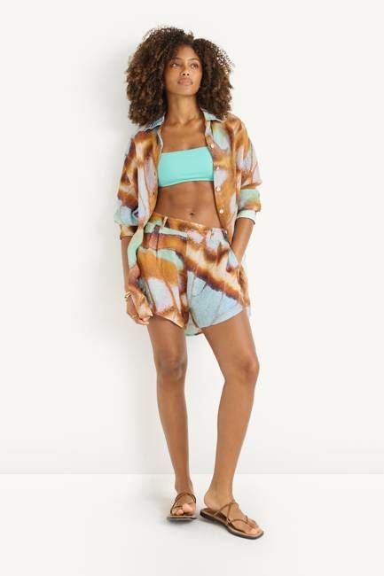Playa Boyfriend Shirt - Malachite Butterfly EcoLinen