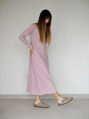 chandra nightie/ fig stripe — Noctu