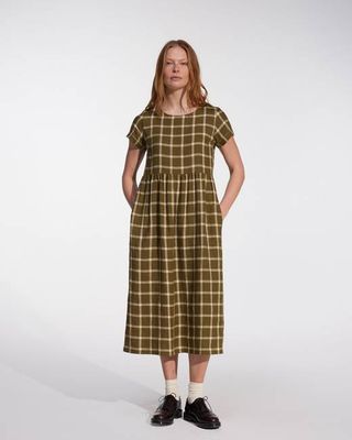 No.17 Full Length Linen Tea Dress in Celtic Plaid