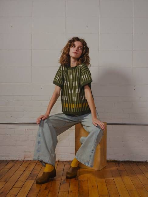 Bauhaus Short Sleeve Sweater Tee - Malachite