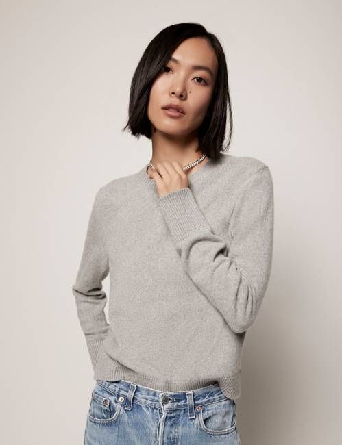 Classic Cashmere Crewneck | Heather Grey