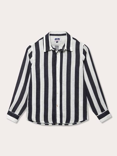 Kids Navy Candy Stripe Abaco Linen Shirt