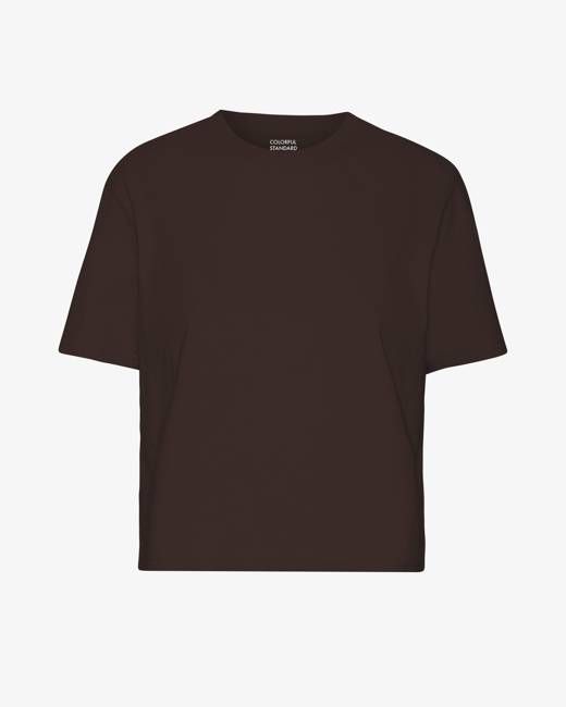 Organic Boxy Crop Tee - Coffee Brown