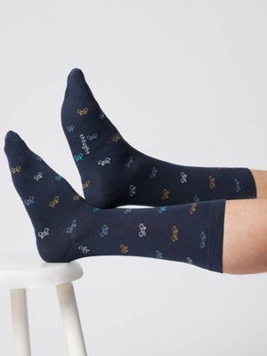 Mens Small Bike Bamboo Socks - Indigo Blue