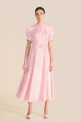 Ahana Pink & Navy Polka Dot Dress
