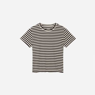 The Box-Cut Tee in Essential Cotton | Sandstone / Black | No Pocket
