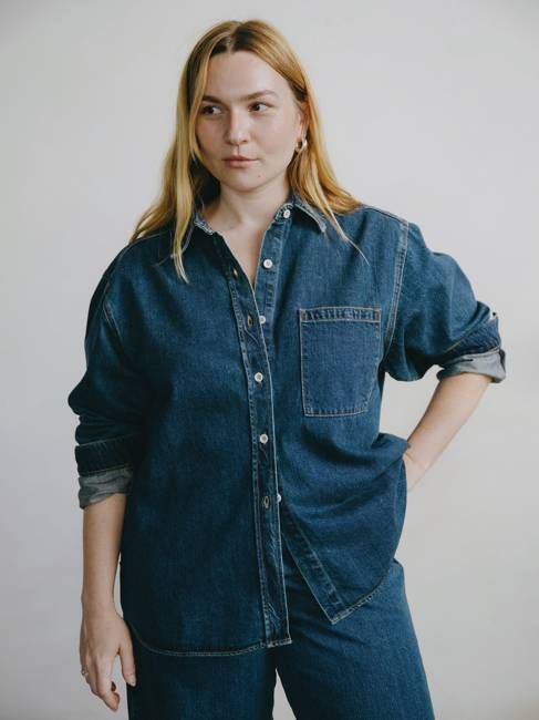 Denim Marcie Shirt, Tencel Denim, Vintage Dark