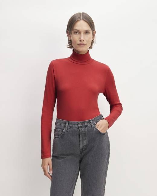 The Luxe Rib Turtleneck | Haute Red