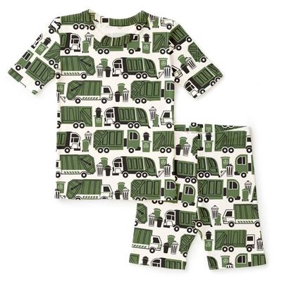 Kids Summer Pajama Set - Garbage & Recycling Green