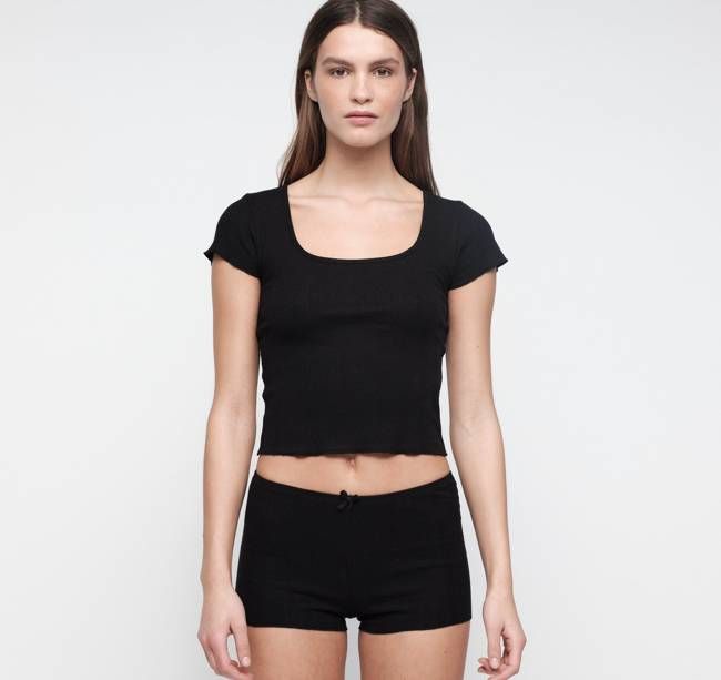 Pointelle Square Neck Tee
