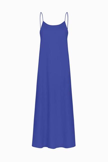 The Trude Linen Slip Dress in klein blue