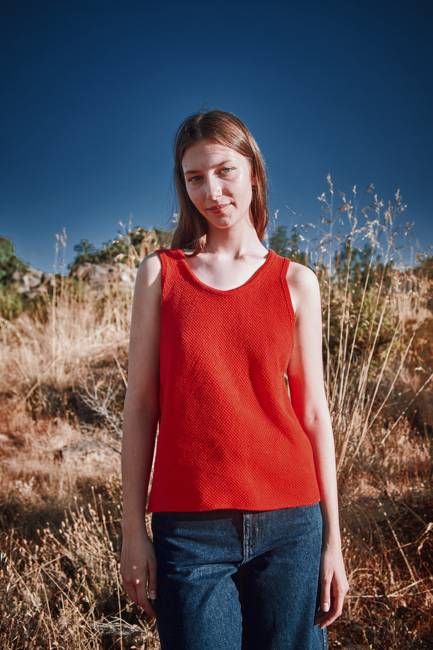 LARA Tank Top in Organic Cotton - Red