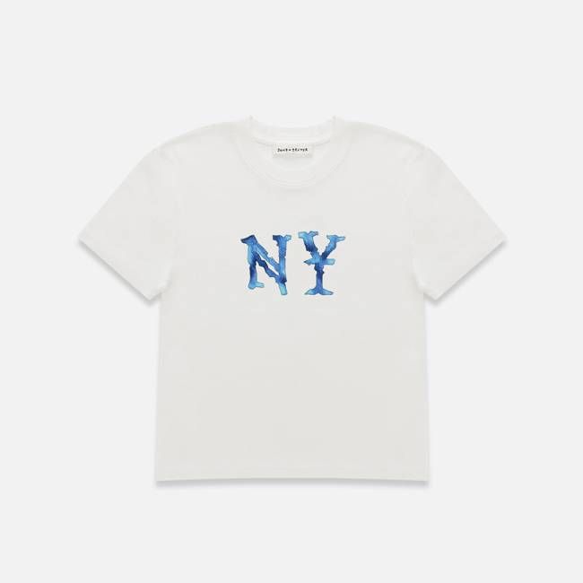 Watercolour NY Vintage White Baby Tee - Women's
