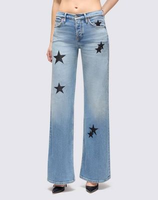 Comfort Stretch Mid Rise Wide Leg - Opal Indigo Star