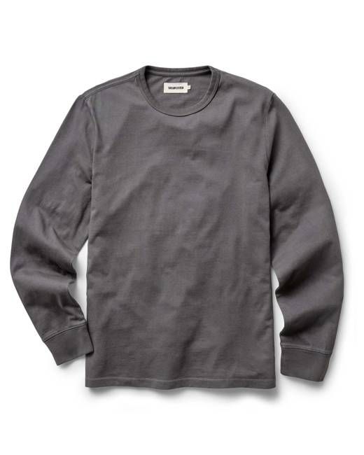 The Organic Cotton Long Sleeve Tee in Faded Black