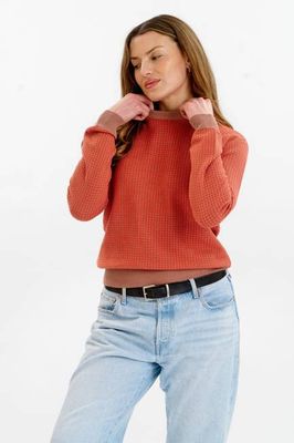 HANA Organic Cotton Jumper - Coffee & Red