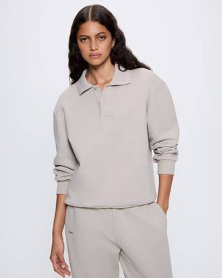 Archive Womens DNA Heavyweight Polo Sweatshirt—stone
