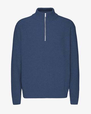 Merino Quarter Zip - Petrol Blue
