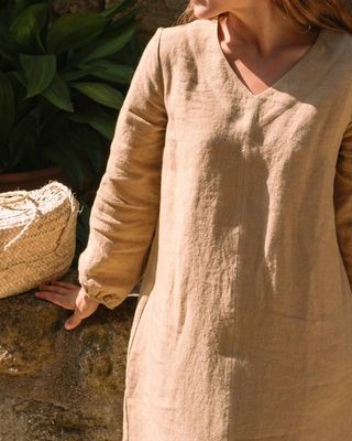Pauline - Linen Dress in Sand