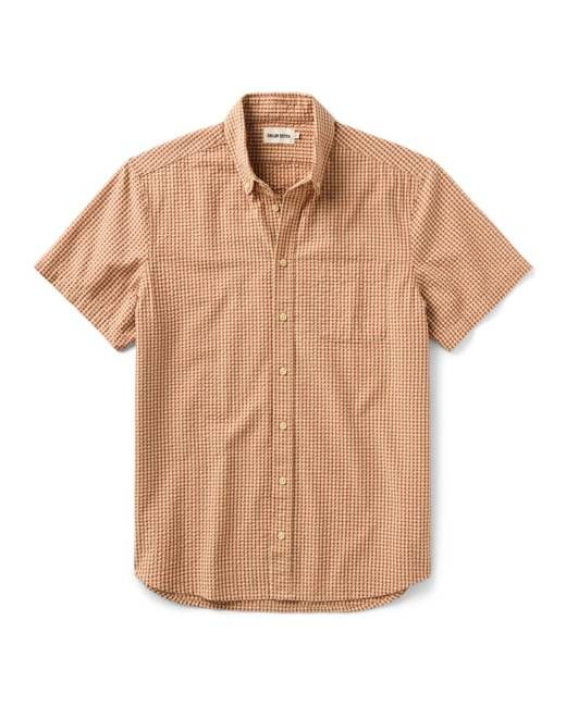 The Short Sleeve Jack in Brick Check Seersucker