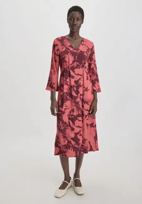 Print dress midi relaxed made of LENZING™ ECOVERO™ viscose