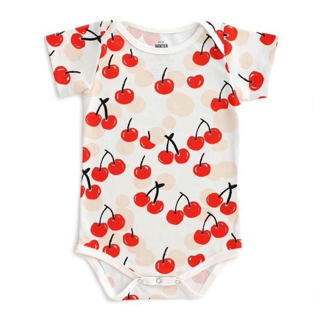 Short Sleeve Snapsuit - Cherries Red