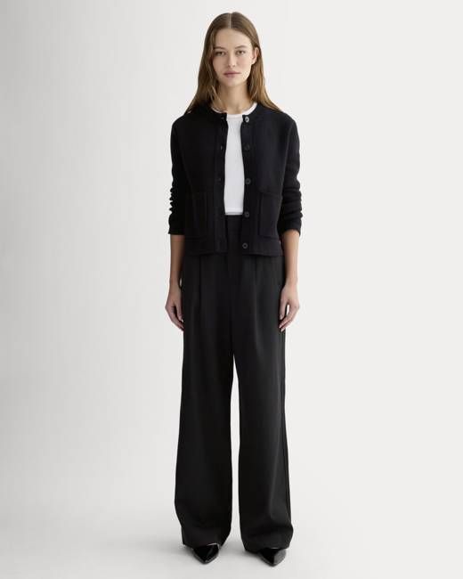 The Draper Pleated Pant in Buttersmooth | Black | 32" Inseam
