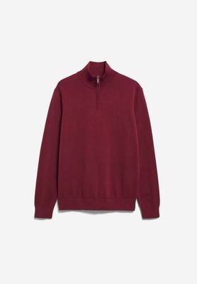 FAABES HALF ZIP KNIT SWEATER | velvet red
