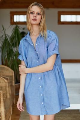 Short Sleeve Shirtdress - Chambray