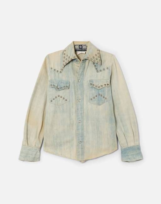 70s Studded Denim Pearl Snap Shirt -#1262