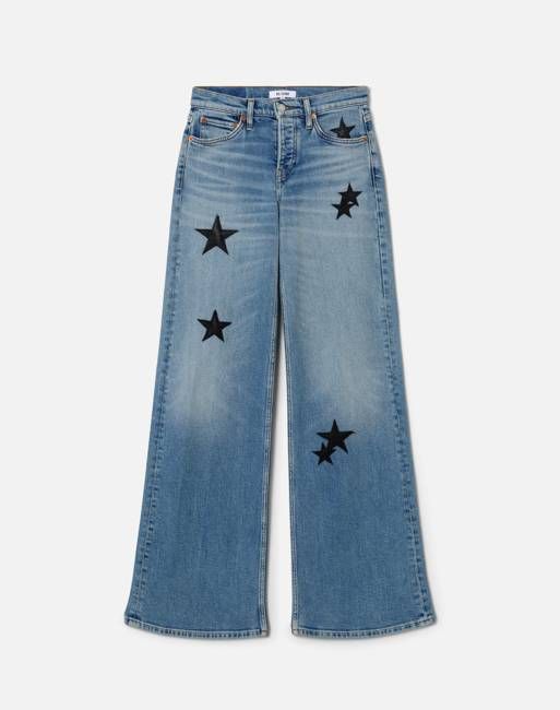 Mid Rise Wide Leg - Opal Indigo Star Size: 26